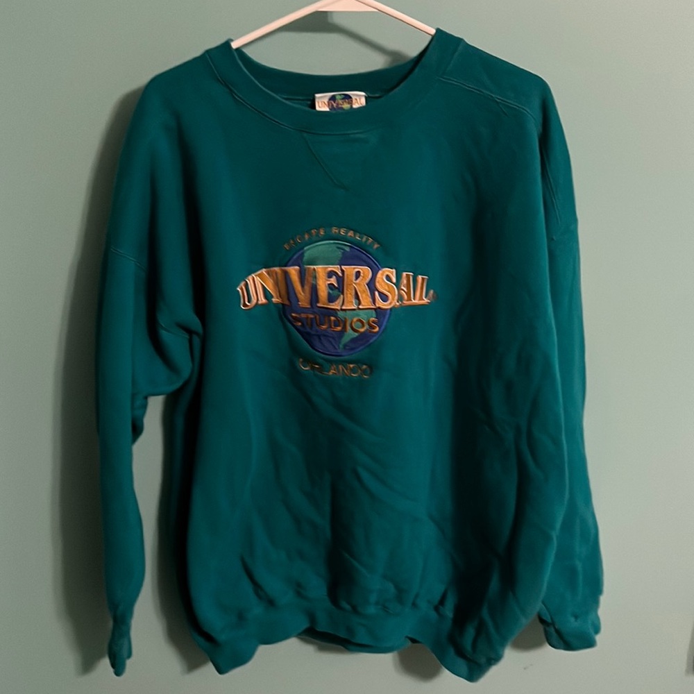 Vintage universal studios orlando teal blue/green crewneck sweatshirt